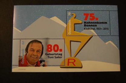 Österreich 2015 80 Geb. Toni Sailer, 75. J. Hahnenkamm Rennen Block postfrisch ANK 3206 - 3207