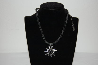Edelweiss Trachten Damen Trachten Kette Edelweiss Kordel 37 cm Edelweiss Necklace Black