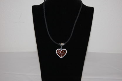 Edelweiss Trachten Damen Halskette geflochtenes Kunststoffband, Anhänger  Messing 23 cm