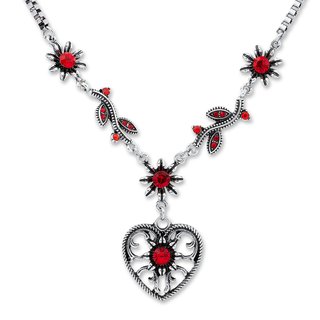 Tillberg Damen Venezianerkette von Edelweiss Trachten Herz Blüten Strass Rot