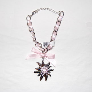 Edelweiss Trachten Armband,rosa mit Anhänger und Schleife