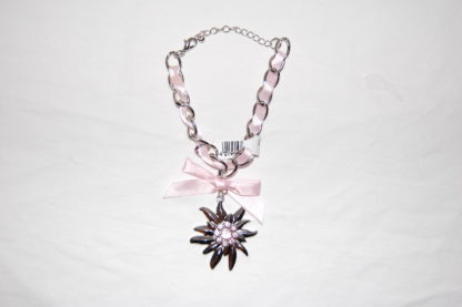 Edelweiss Trachten Armband,rosa mit Anhänger und Schleife