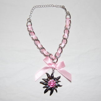 Edelweiss Trachten Armband,alt rosa, mit Anhänger und Schleife
