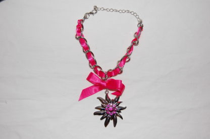 Edelweiss Trachten Armband,fuchsia, mit Anhänger und Schleife