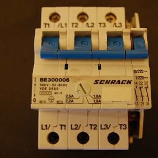 Schrack Motorschtzschalter / Überlastungsschutzschalter BE300006  500 V~ 50-60Hz  VDE 0660   Einstellbar von 1,6A - 2,5A