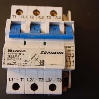 Schrack Motorschtzschalter / Überlastungsschutzschalter BE300005500 V~ 50-60Hz  VDE 0660   Einstellbar von 1,0A - 1,6A