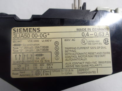 Siemens 3UA50 00-0G Überlastrelais 0,4-0,63A