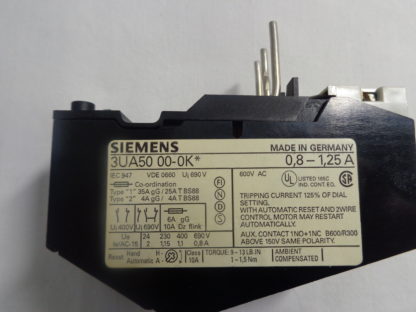 Siemens 3UA50 00-0K Überlastrelais 0,8 - 1,25A