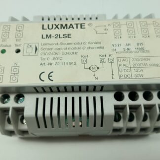 Zumtobel Luxmate LM-2LSE Leinwand Steuermodul 2Kanäle 230/240V ~50/60Hz; Ert.Nr. 22114912 V3.21 B25 01