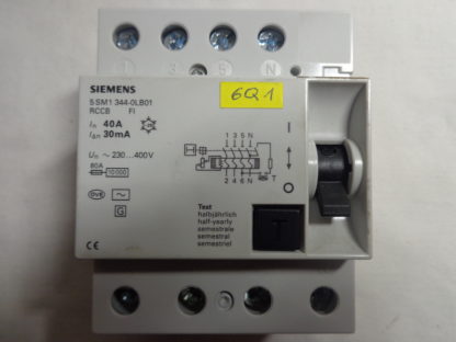 Siemens 5 SM1 344-0LB01 FI RCCB 40A 30mA Schutzschalter