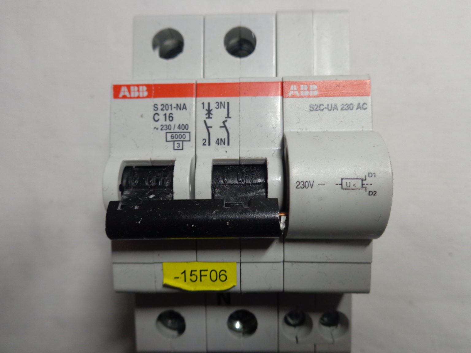 ABB S201-NA C16 1/N Sicherungsautomat + S2C-UA 230AC ...
