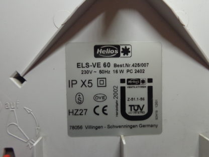 Helios ELS-VE 60 Nr. 425/007 Ventilator – Bild 7