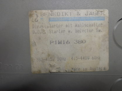 Benedikt & Jäger P1W16 380 Direktstarter mit Wahlschalter – Bild 3