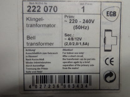 EGB 222070 Klingeltrafo – Bild 3