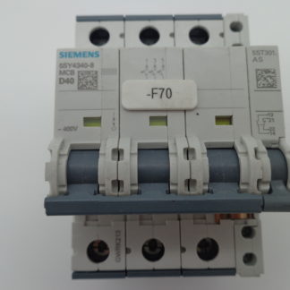 Siemens 5SY4340-8 MCB D40 3pol. Sicherungsautomat 5ST3010 Hilfschalter