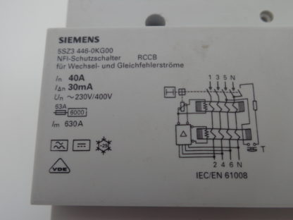 Siemens 5SZ3 446-0KG00 NFI Schutzschalter RCCB 40A 30mA – Bild 2