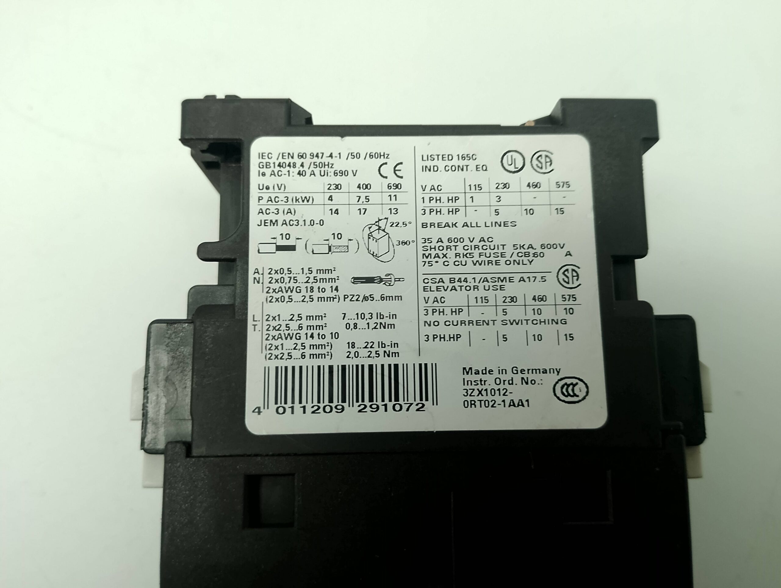 Siemens 3RT1025-1A..0 Schütz – Bild 2