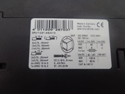 Siemens 3RV1031 4EA10 Leistungsschutzschalter, Motorschutzschalter 22A-32A – Bild 4
