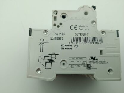 Siemens 5SY4320-7 MCB C20 ~ 400V Sicherungsautomat 3pol. – Bild 2