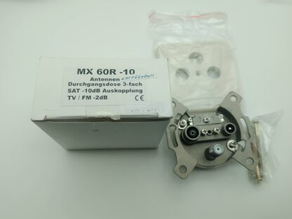Goobay MX 60R-10 Antennen Durchgangsdose 3-fach Sat -10dB Auskopplung TV/FM -2dB – Bild 2