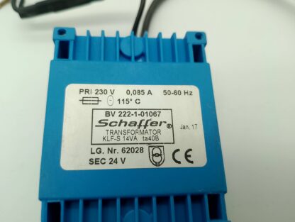 Schaffer BV222-1-01067 Transformator KLF-S 14VA ta40B LG.Nr.62028 PRI 230V 0,085A 50-60Hz  Sec 24V – Bild 2