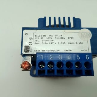 Gebrüder Frei W60-80.24 Transformator FTE 60 90VA 50/60Hz IP00 Pri. 1+2=230V 5+6=24V/3,75A Sich.3,15A