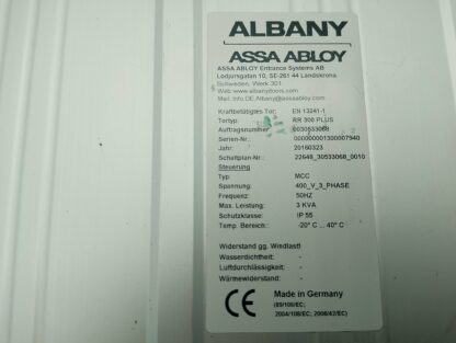 Albany Assa Abloy Torsteuerung Typ MCC für Tor RR300 Plus 400V/50Hz 3 Phase/Leistung max. 3KVA, IP55 – Bild 2