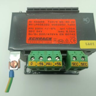 Schrack Transformator T40/E 50-60Hz BV LP602020 VDE0550 TELL3 Pri. 230V  SEC. 24V