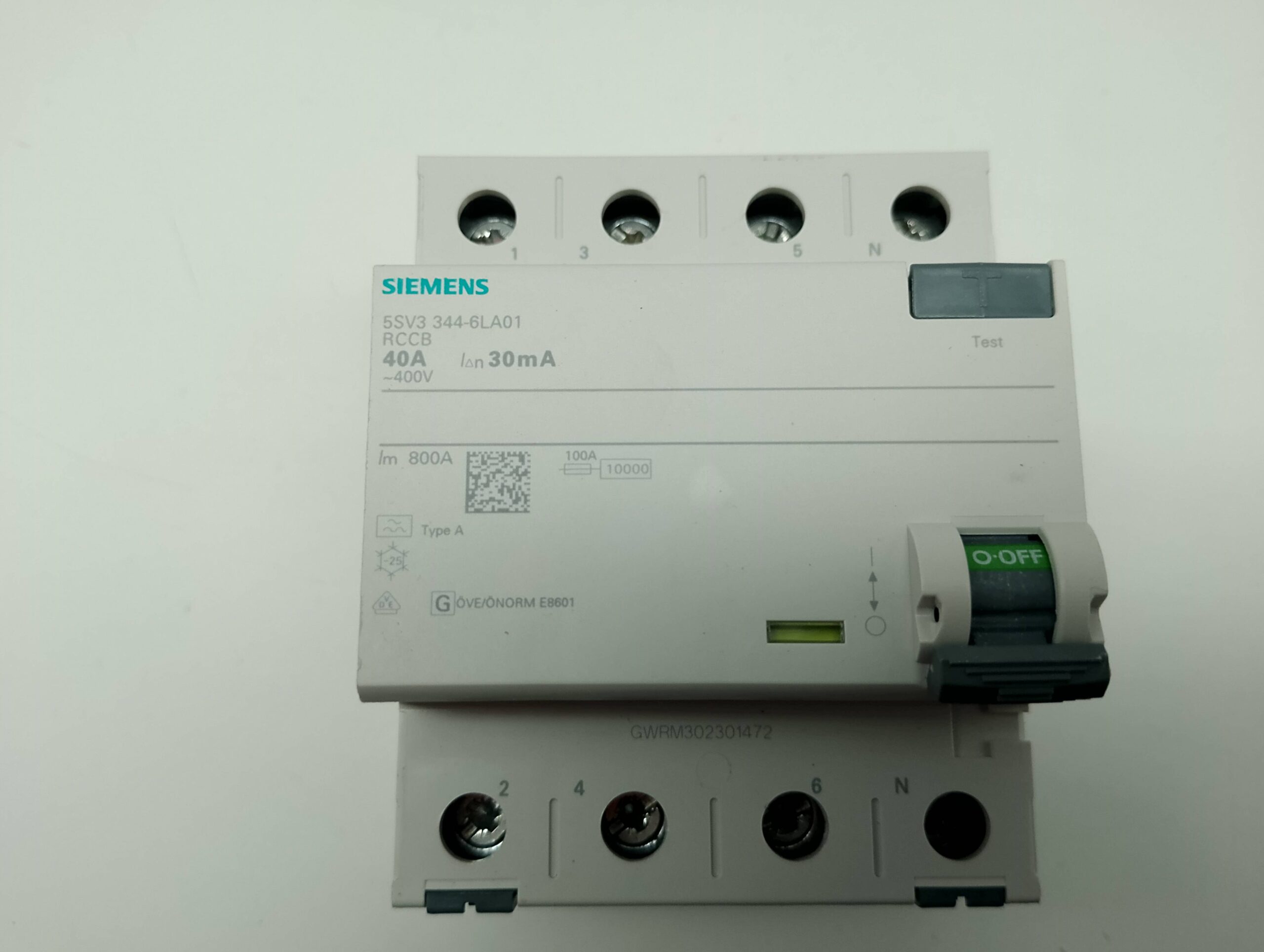 Siemens 5SV3 344-6LA01 RCCB 40A 30mA 400V~ 10kA FI,   Schutzschalter