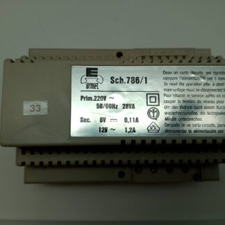 Urmet SCH.786/1 Prim.220V~ 50/60Hz  28VA, Sec. 6V  0,11A  12V~  1,2A