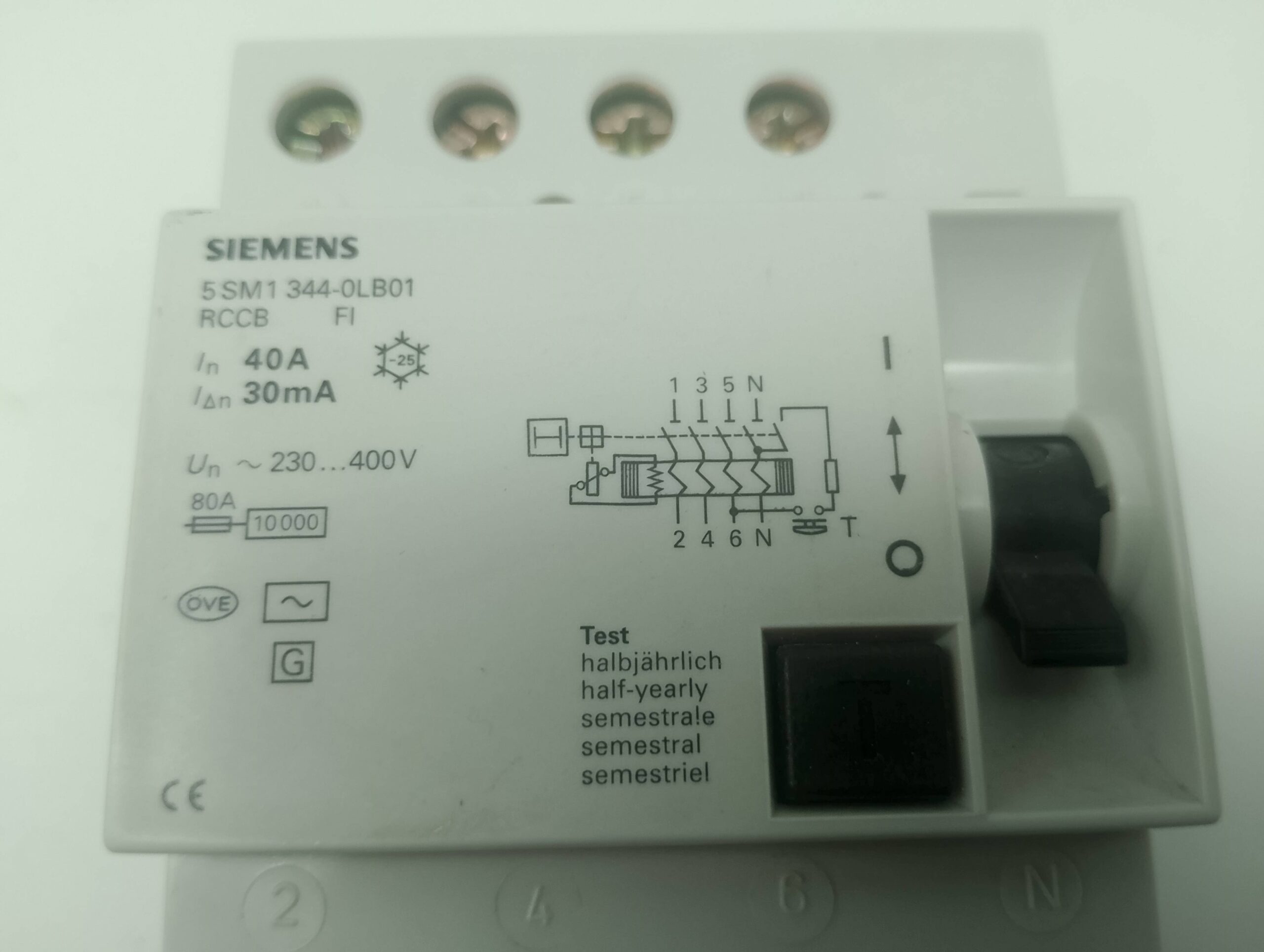 Siemens 5SM1 344-0LB01 RCCB FI, Schutzschalter 40A 30mA 10kA