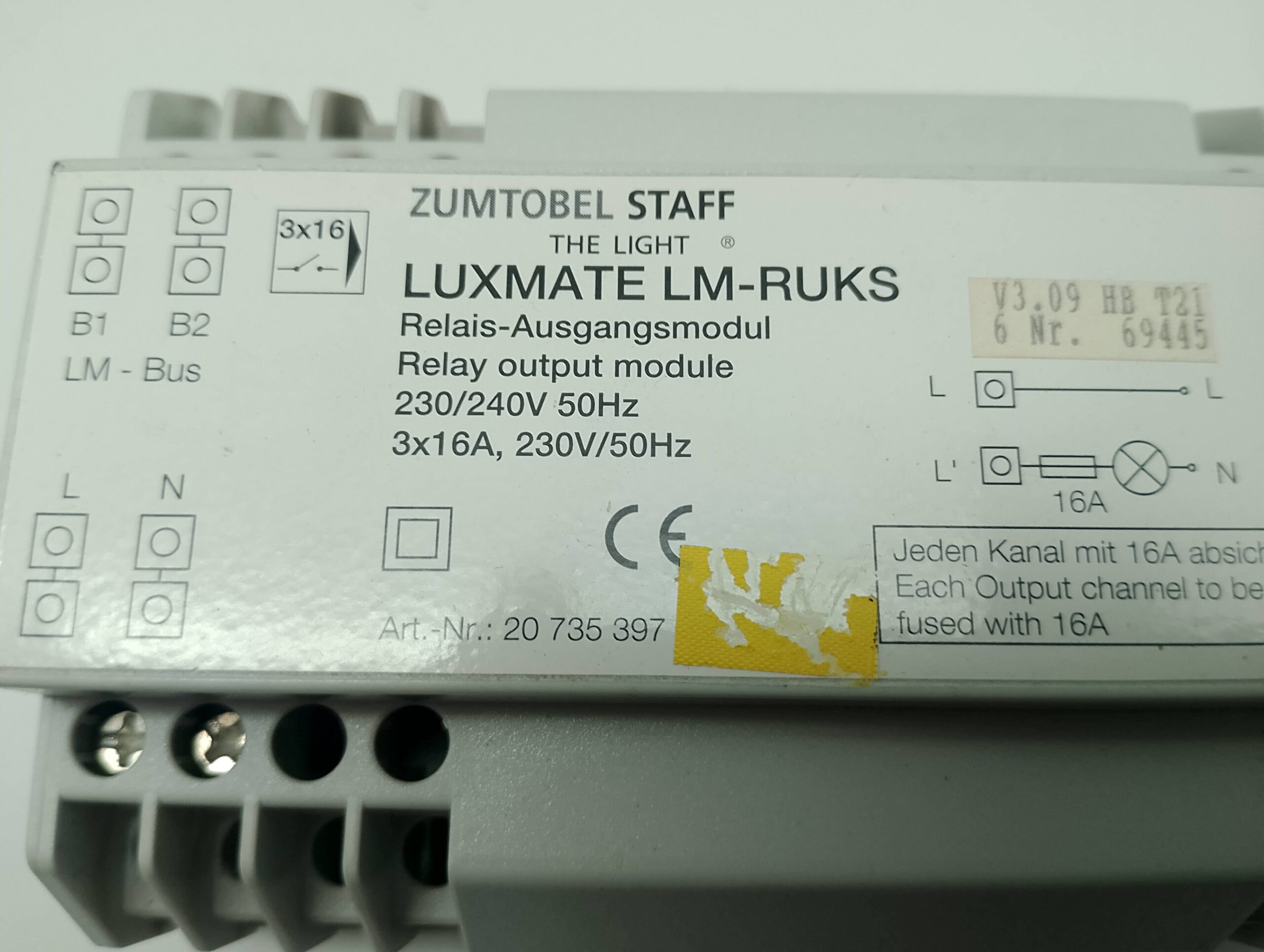 Zumtobel Luxmate Staff The Light, LM-RUKS 3x16A 230V/50Hz Relais Ausgangsmodul 20735397, V3.09 HB T21 6 – Bild 3