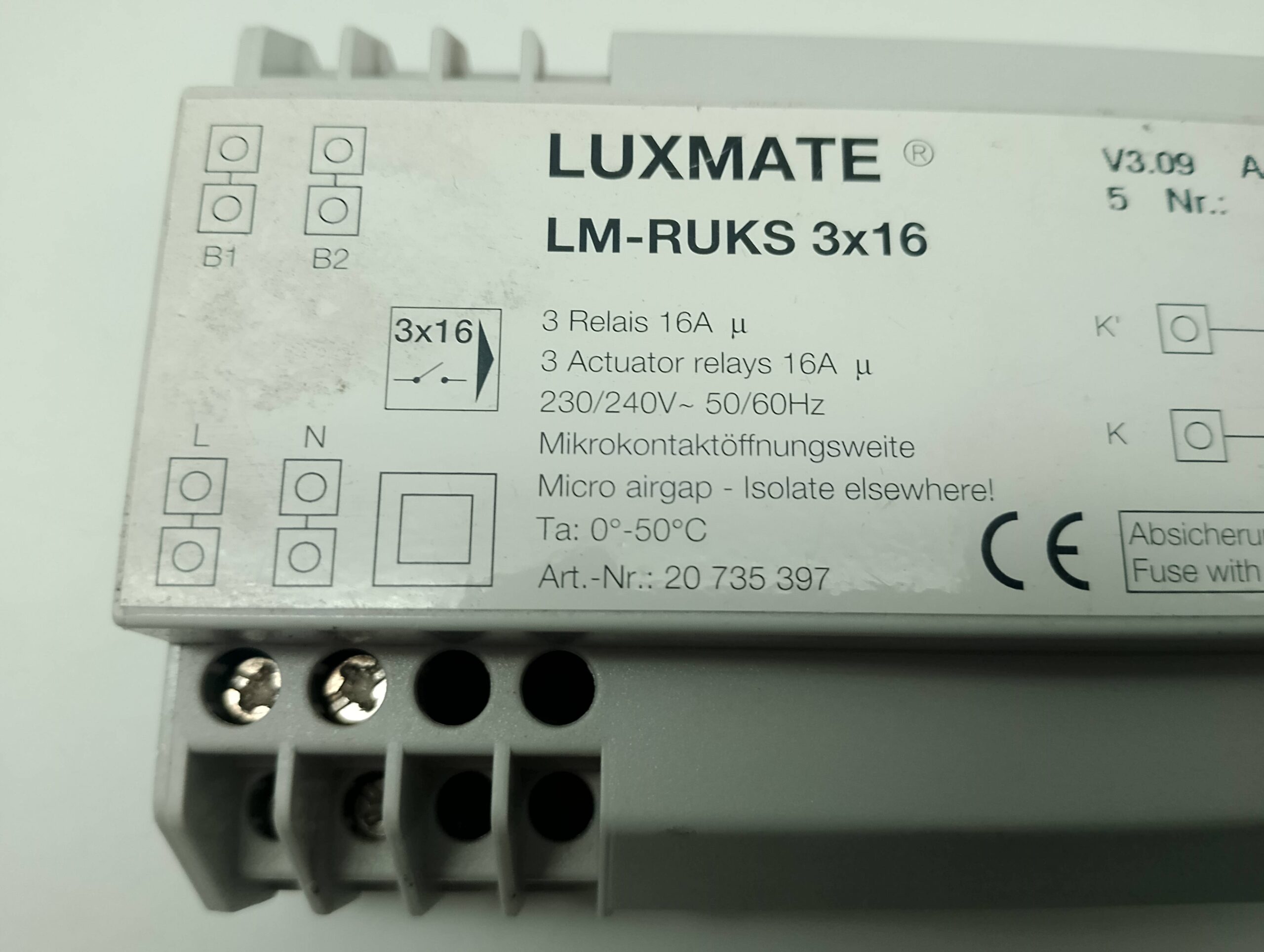 Zumtobel Luxmate, LM-RUKS 3x16A 230V/50Hz Relais Ausgangsmodul 20735397, V3.09 AA W28 5 – Bild 3