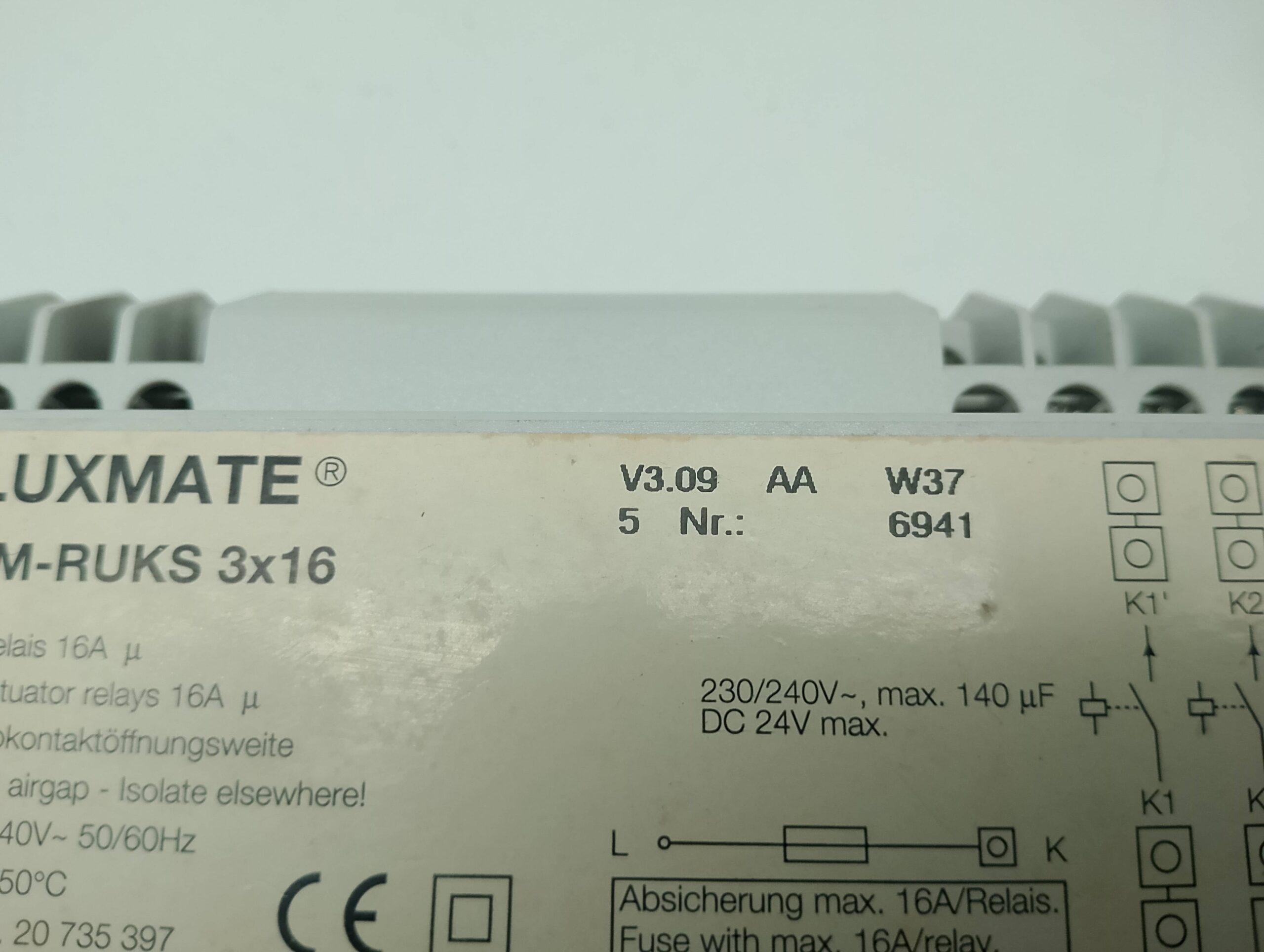 Zumtobel Luxmate, LM-RUKS 3x16A 230V/50Hz Relais Ausgangsmodul 20735397, V3.09 AA W37 5 – Bild 2