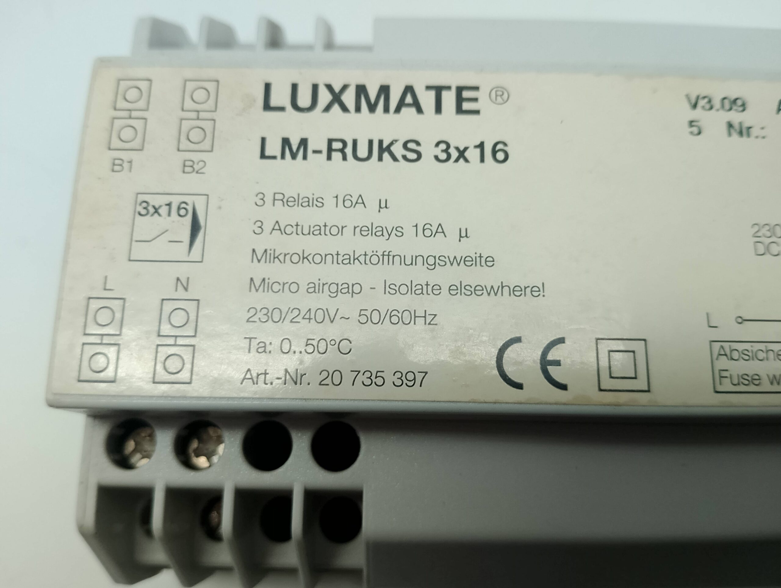 Zumtobel Luxmate, LM-RUKS 3x16A 230V/50Hz Relais Ausgangsmodul 20735397, V3.09 AA W37 5 – Bild 3