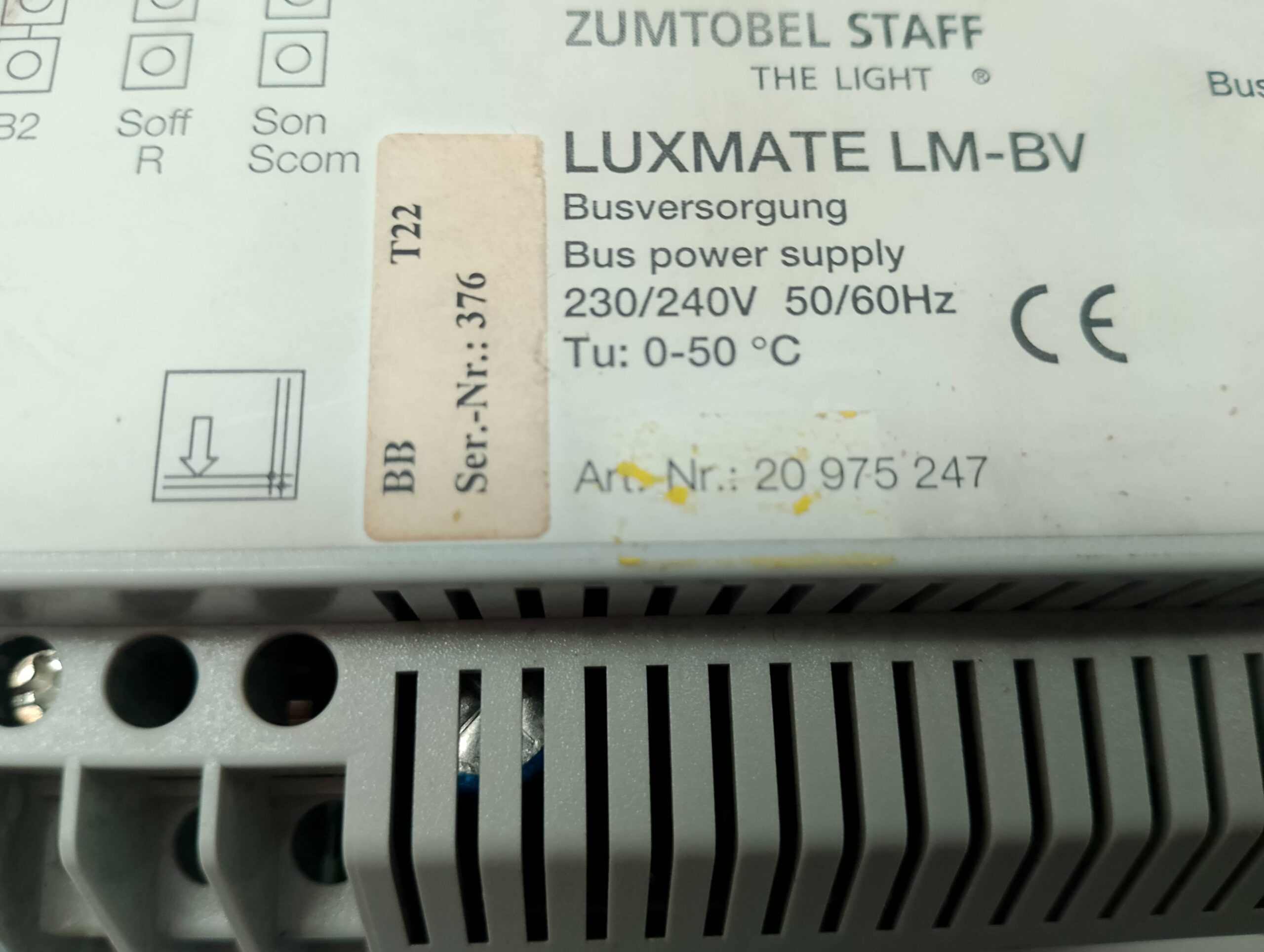 Zumtobel Staff The Light Luxmate LM-BV BB T22 Busversorgung Bus power supply 230/240V ~50/60Hz Tu:…50° Art.Nr.: 20975247 – Bild 3