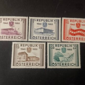 Österreich, 1955  10 Jahre Wiederherstellung der Unabhängigkeit der Republik Österreich, postfrisch, ANK Nr. 1021 - 1025