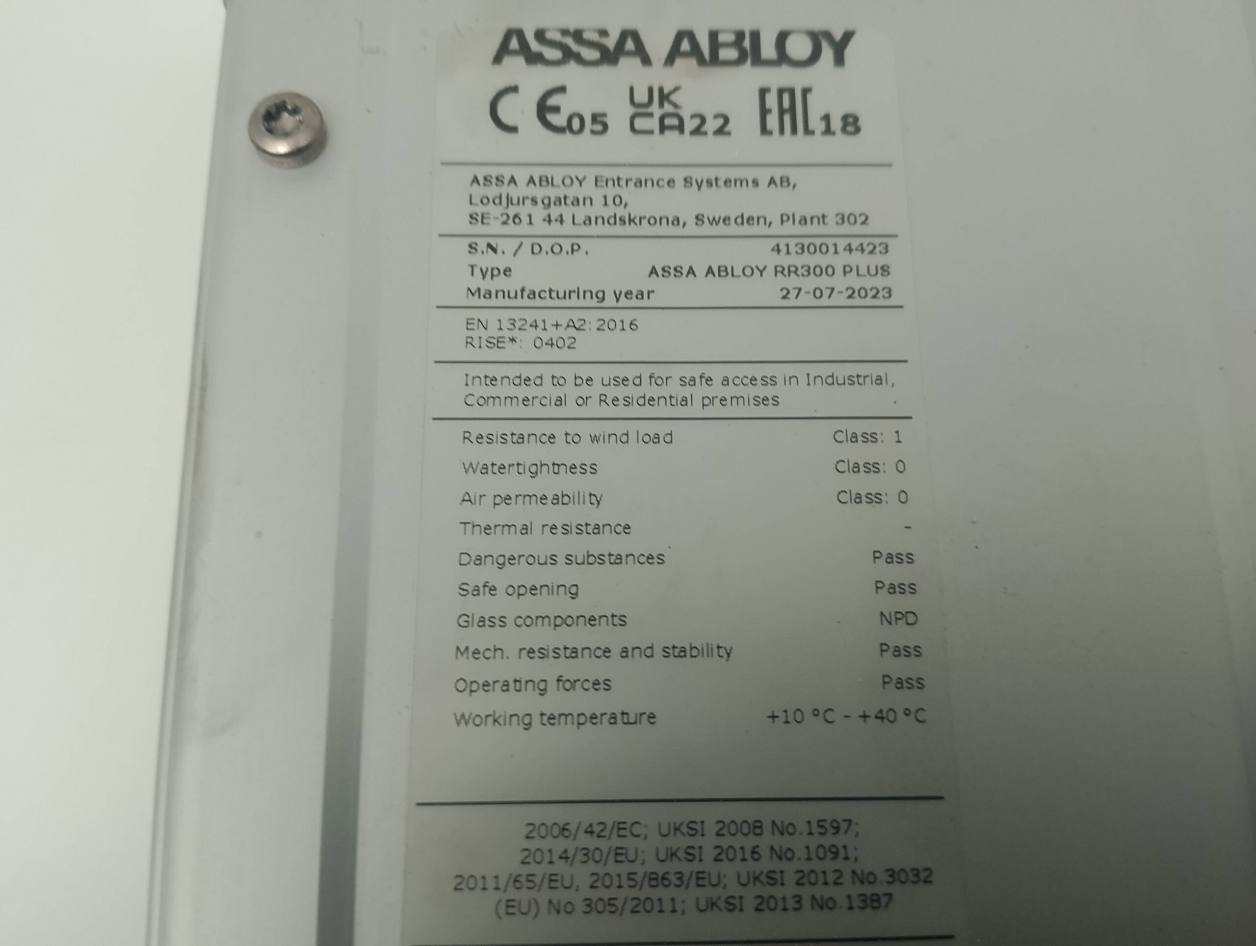 Albany Assa Abloy Torsteuerung Typ MCC RR 300 Plus 480VAC 50/60Hz 3 Phase 8FLA Leistung max. 3KVA, IP55 – Bild 2