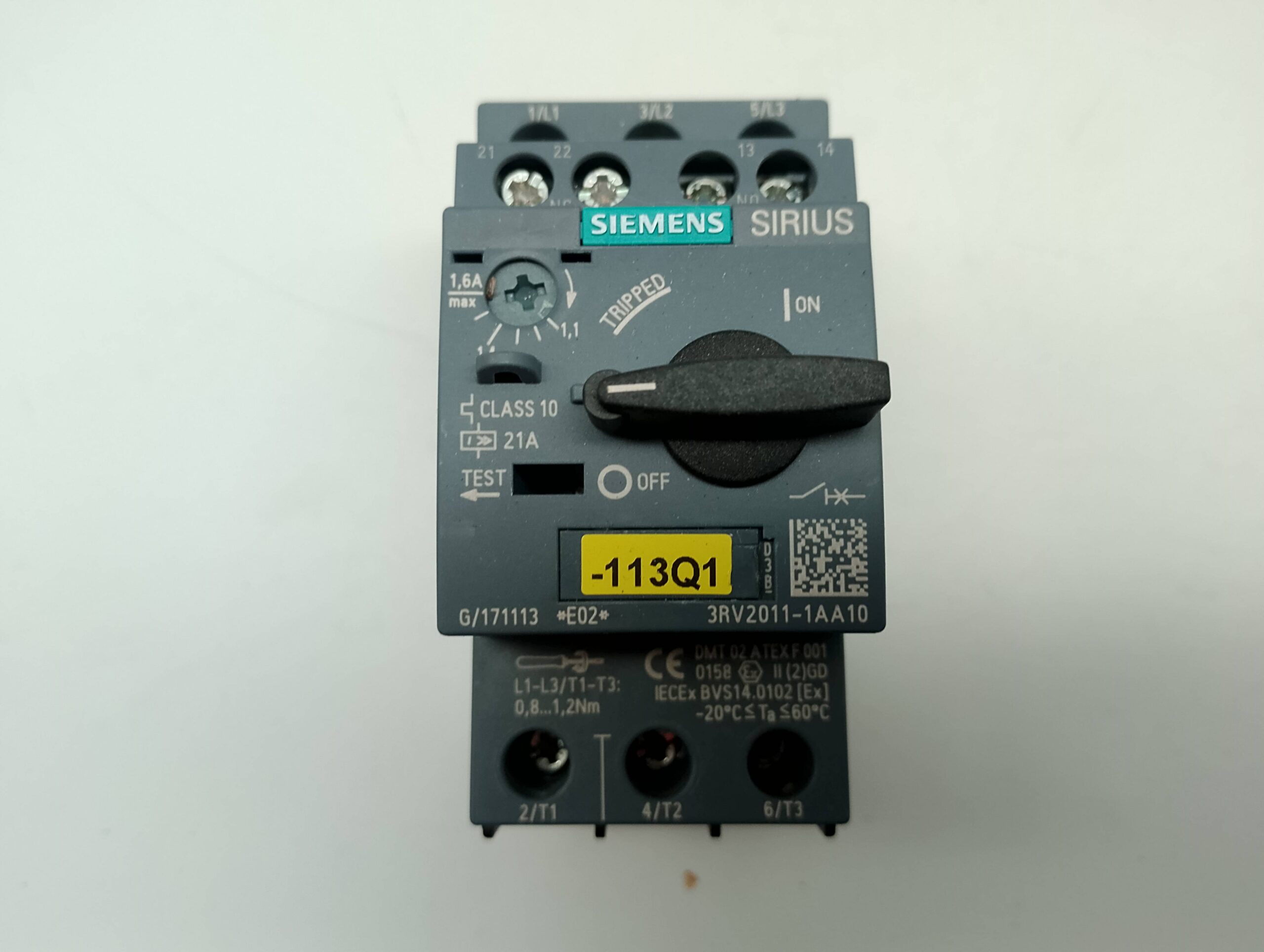 Siemens Sirius 3RV2011-1AA10 Motorschutzschalter, Leistungsschalter 1,1-1,6A