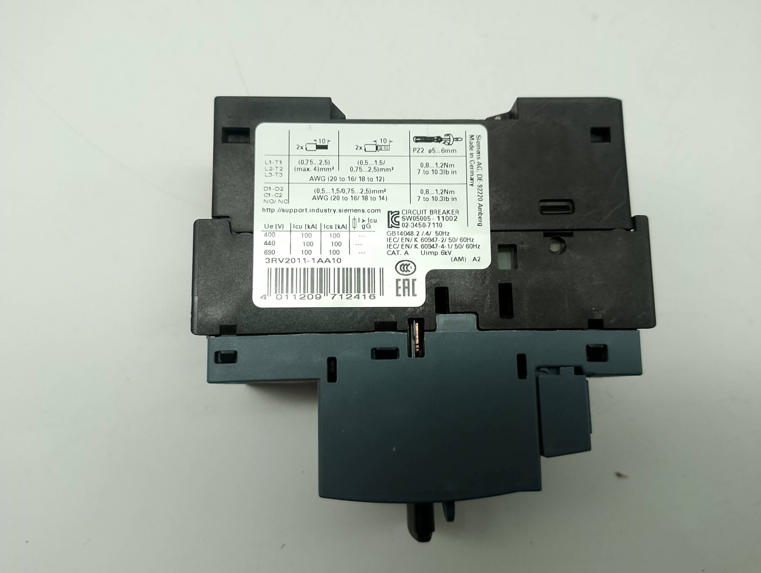 Siemens Sirius 3RV2011-1AA10 Motorschutzschalter, Leistungsschalter 1,1-1,6A – Bild 2
