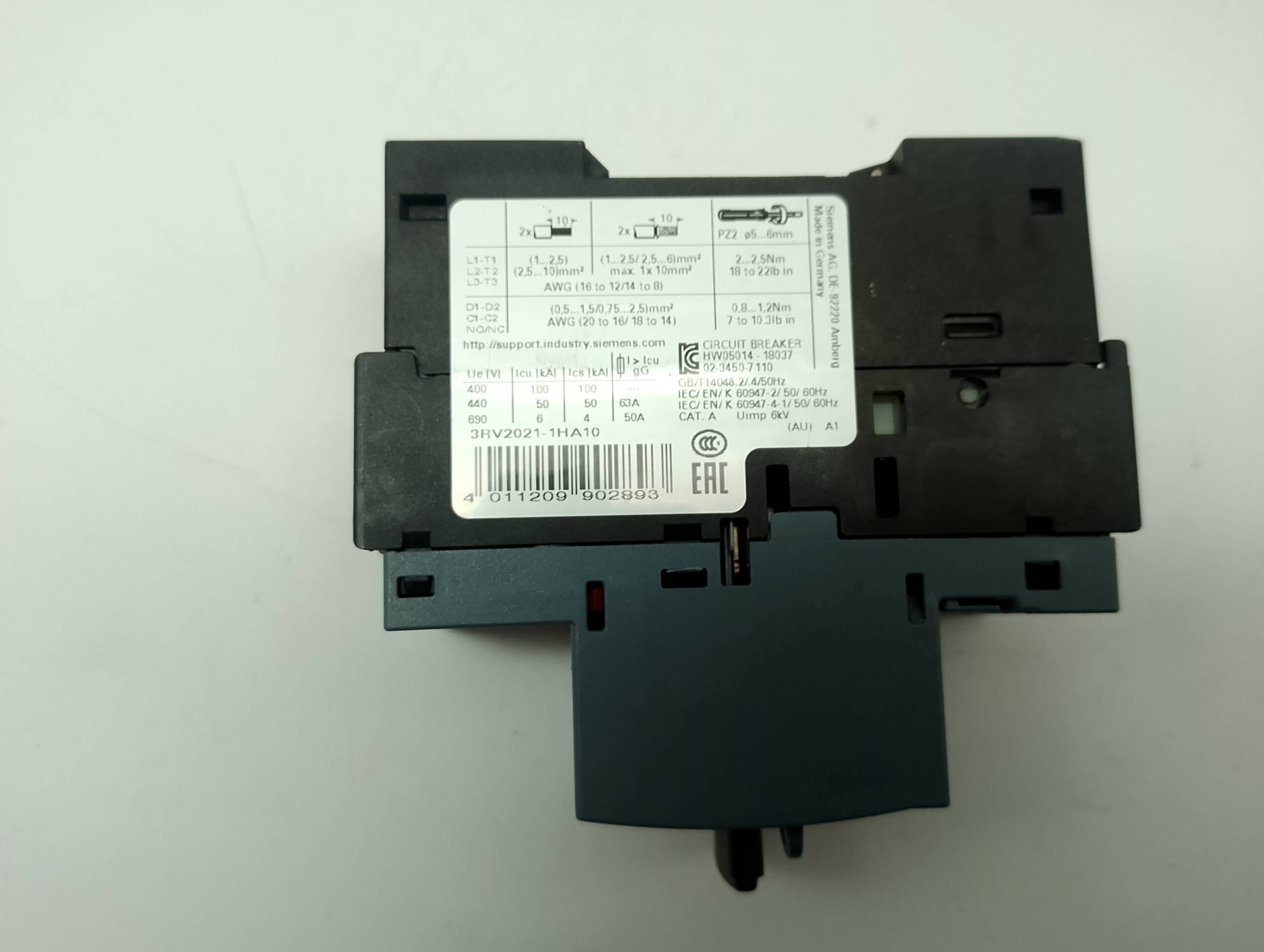 Siemens Sirius 3RV2021-1HA10 Motorschutzschalter, Leistungsschalter 5,5-8A – Bild 2
