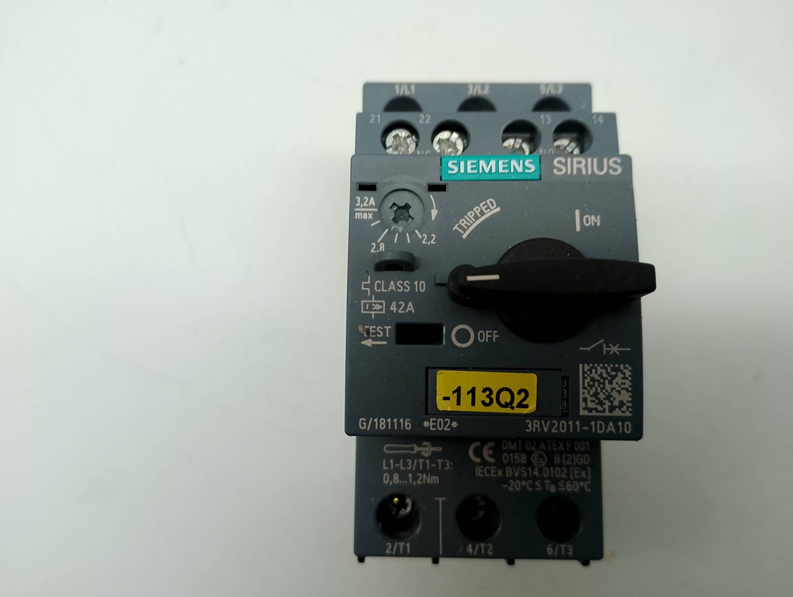 Siemens Sirius 3RV2011-1DA10 Motorschutzschalter, Leistungsschalter 2,2-3,2A