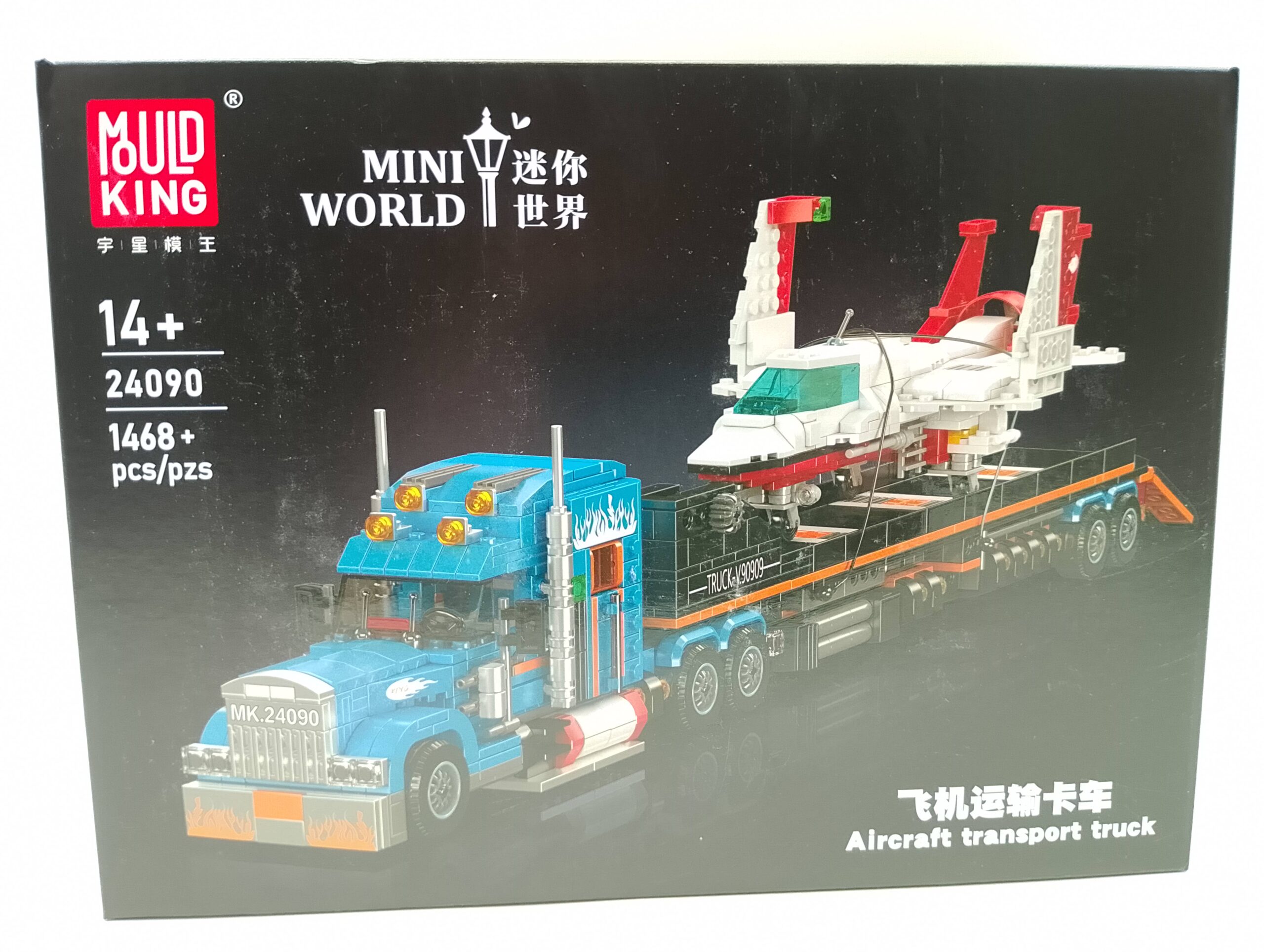 Mould King 24090 Flugzeugtransporter mit Tieflader Anhänger Bausatz 1.468 Teile