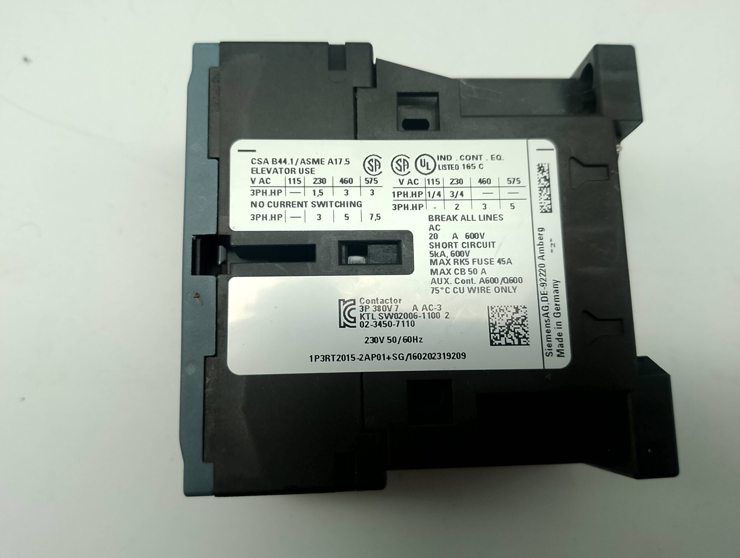 Siemens Sirius 3RT2015-2AP01 230V 50Hz/60Hz Schütz – Bild 3