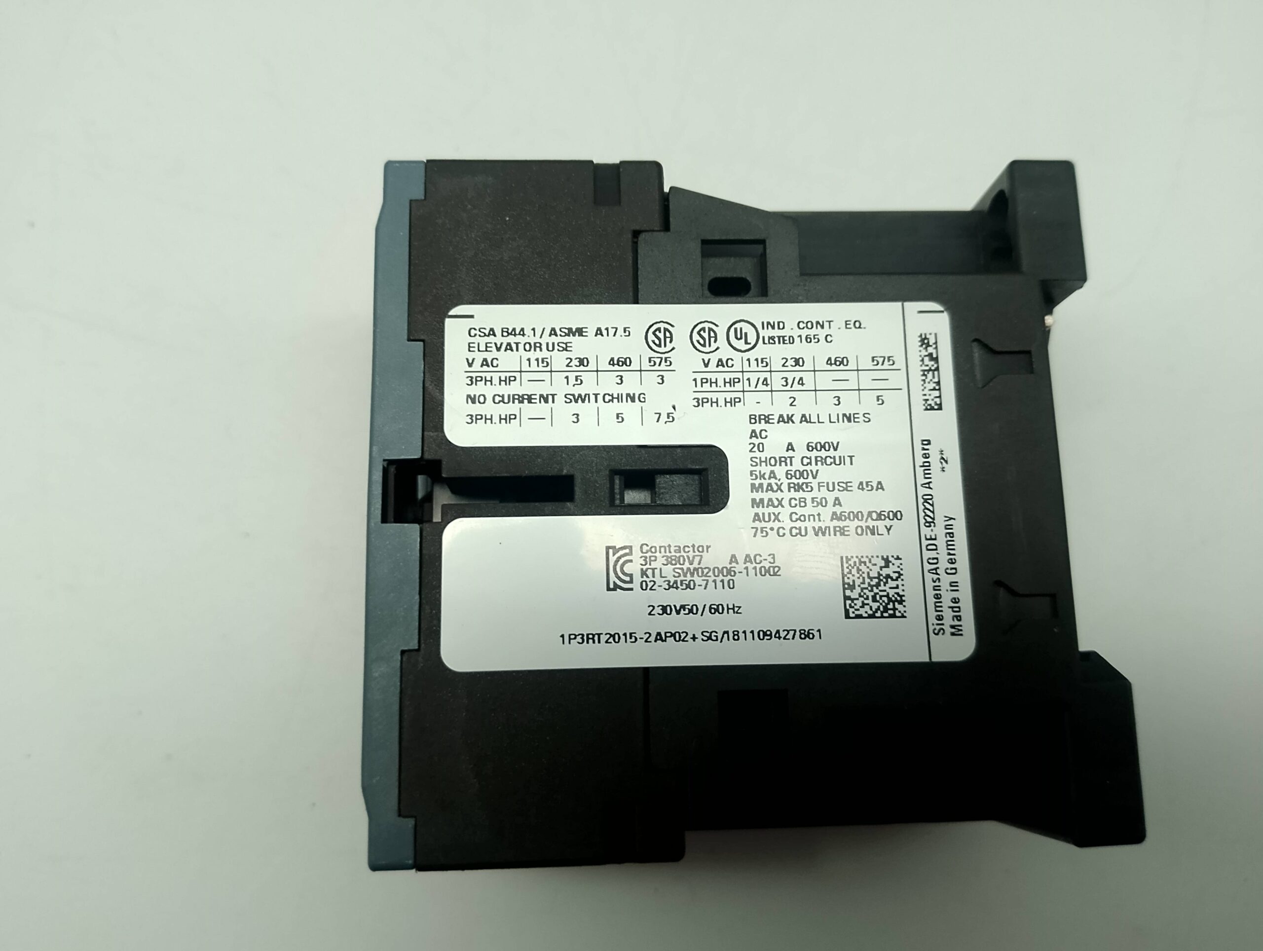 Siemens Sirius 3RT2015-2AP02 230V 50Hz/60Hz Schütz – Bild 3