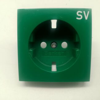 Berker S.1 24216 Steckdosen-Zentralabdeckung – grün mit Aufdruck „SV“